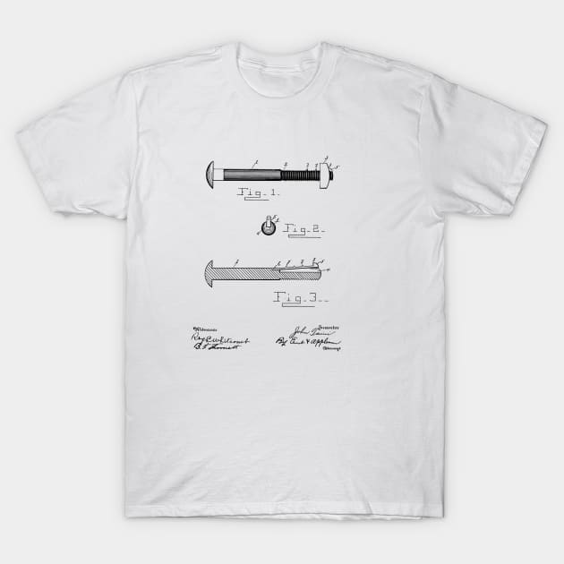 Nut Lock Vintage Patent Hand Drawing T-Shirt by TheYoungDesigns